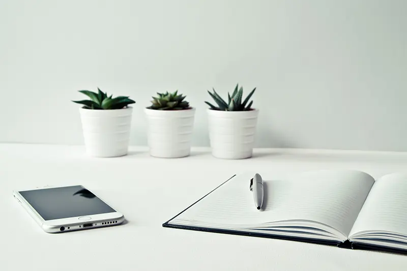 Contact us Relaxing Plants with smart phone and notebook